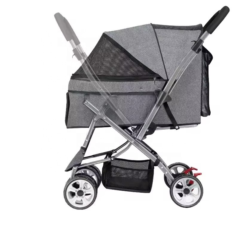 Pet Dog Stroller Cart 3 Wheels Durable Large Carrier Two Folding Pet trolley