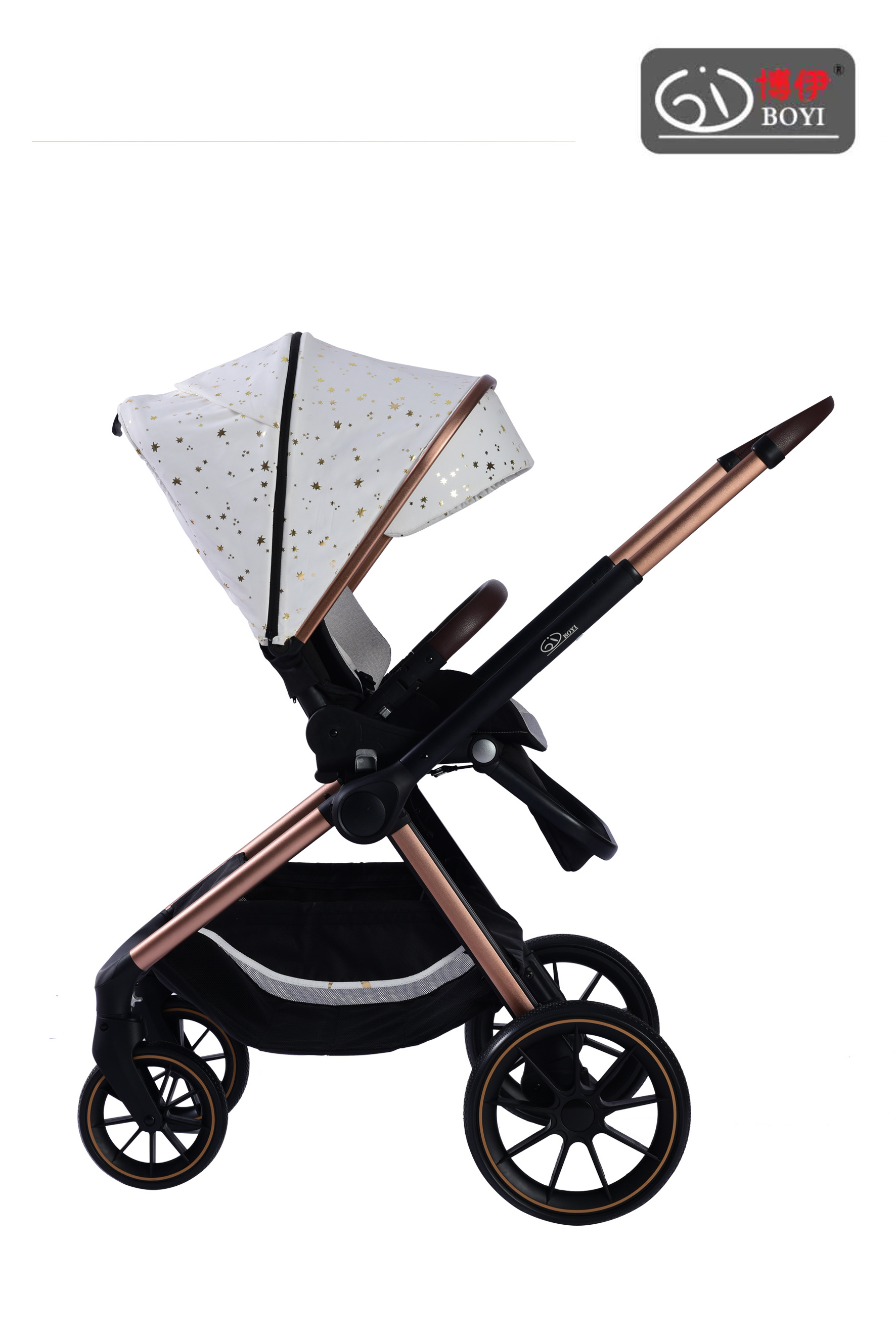 Factory milk white canopy folding Aluminum Alloy frame EVA handle handrail wheel baby Stroller with car seat