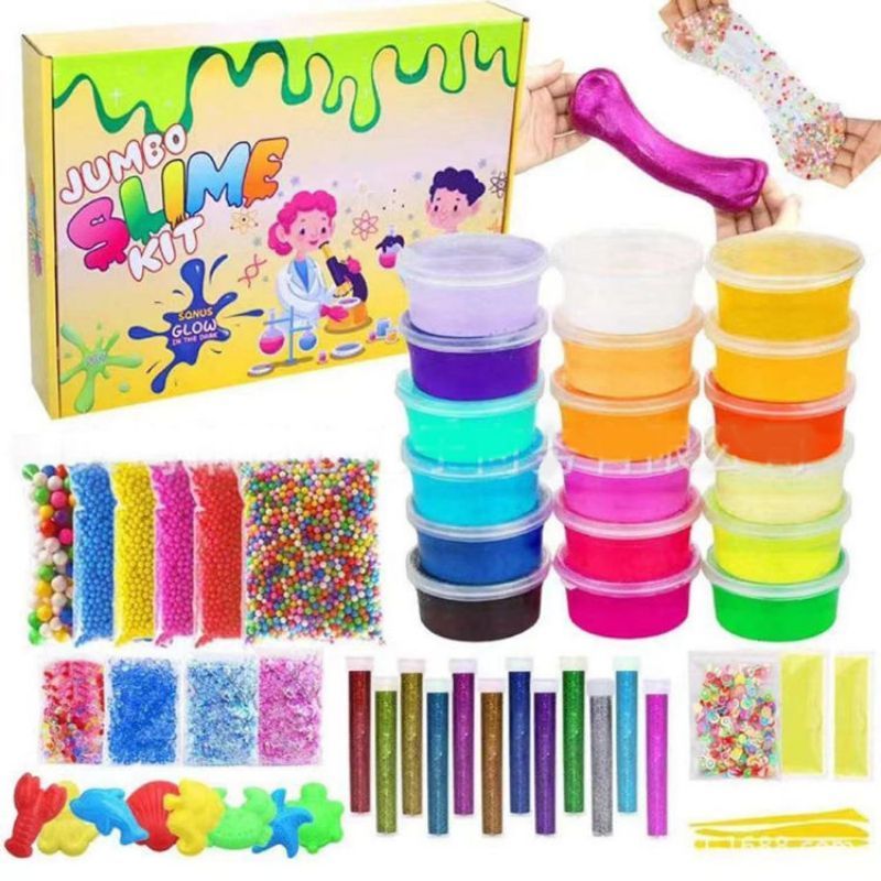 Non-Sticky Playdough Clear Slime Supplies Slime Making Kit for Girls Boys Stress Relief Toys Transparent Slime