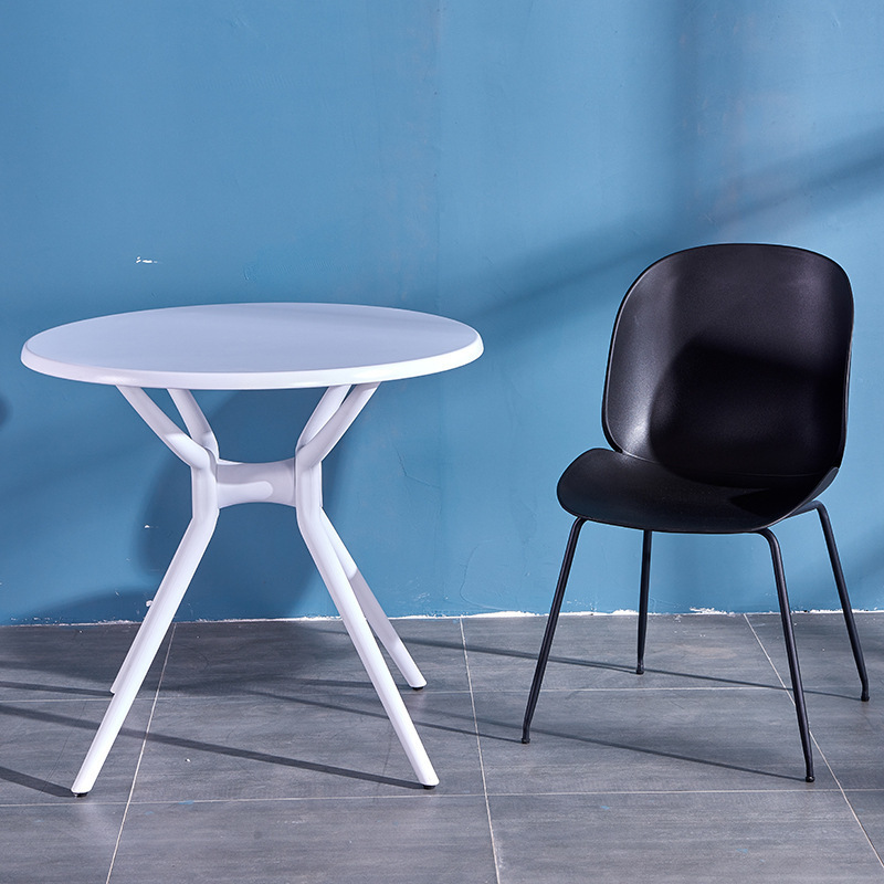 Nordic simple small round coffee side table modern plastic table for restaurant