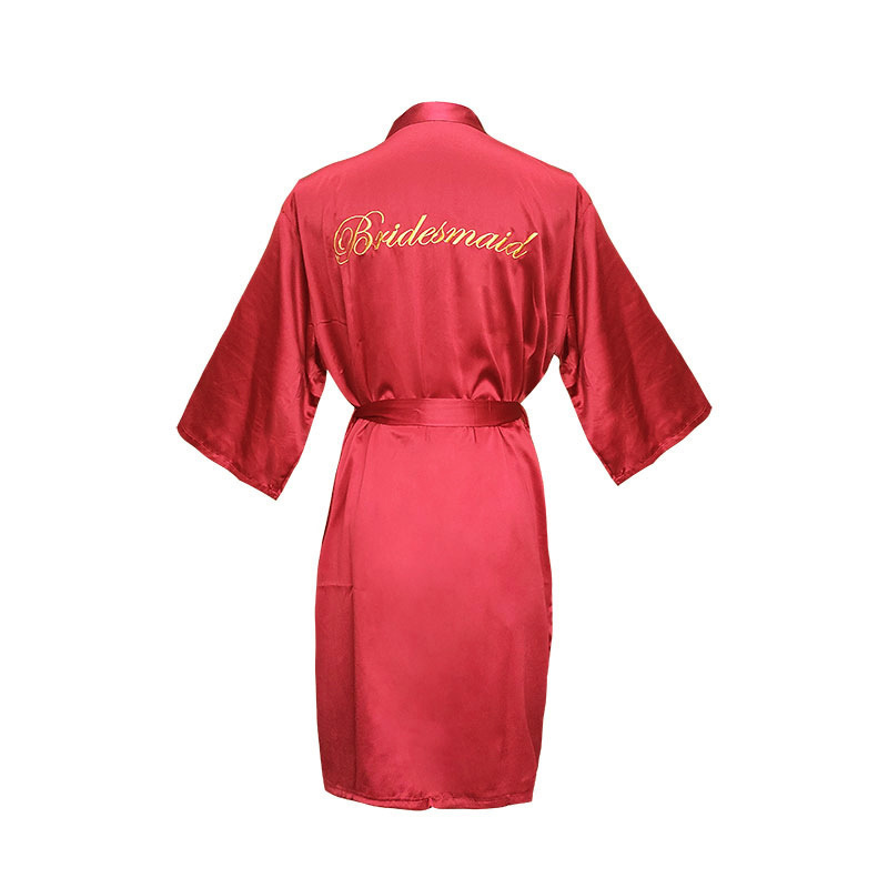 2022  Wholesale Wedding Women Soft Silk Satin Bridal Robes Embroidery Kimono Robe Silk Bridesmaid Dresses Robes