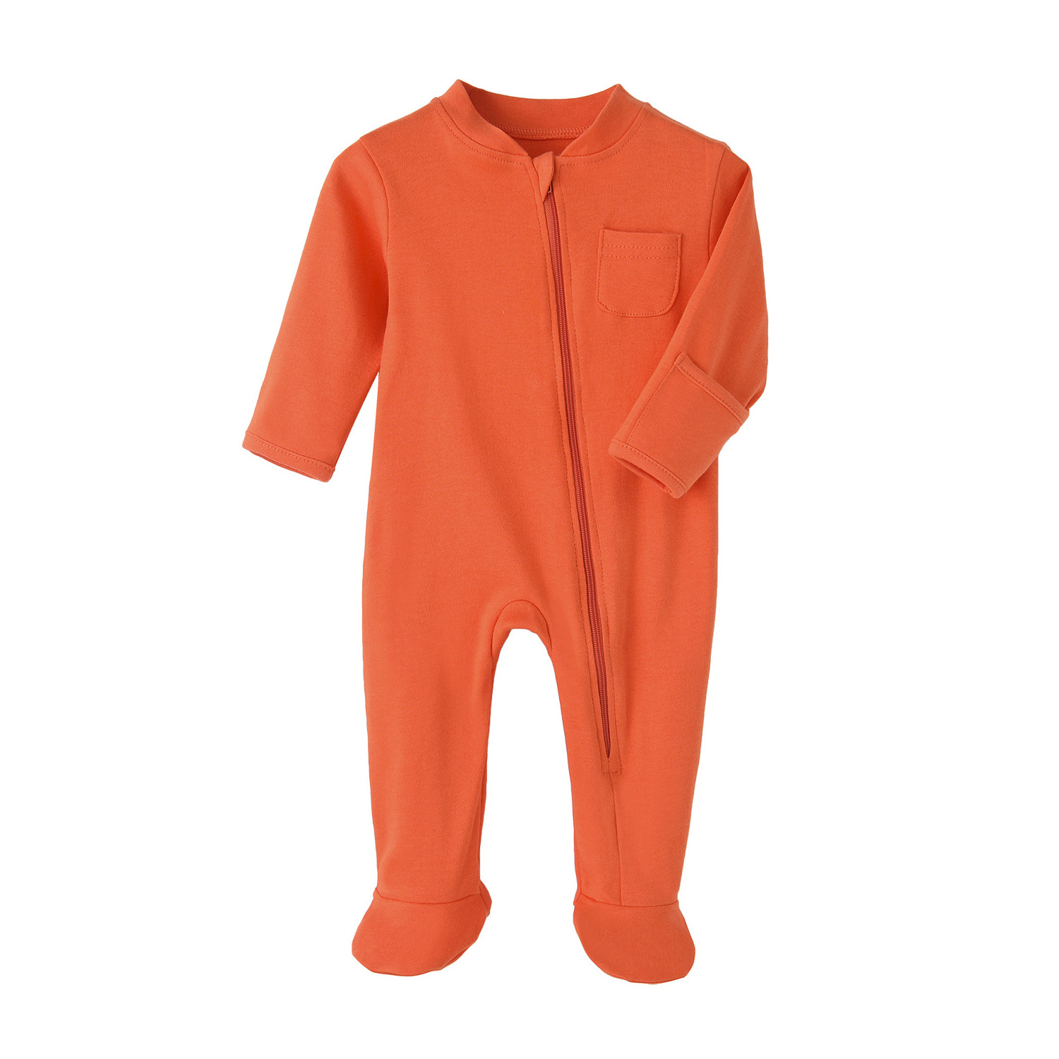 Customize Neutral Organic Cotton Baby Clothes Long Sleeve Baby Footie Pajamas Zipper Baby Rompers