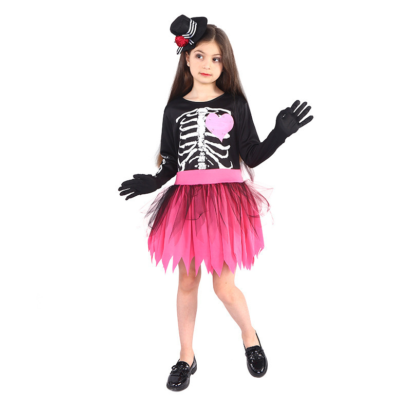 Scary Devil Skeleton Zombie Party Kids Costume Halloween Cosplay Death Witch Fancy Dress Costumes For Girls