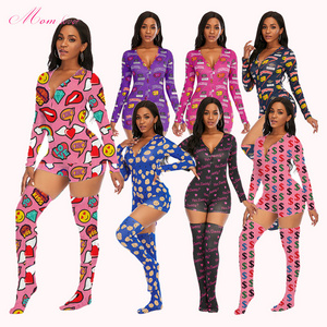 Sexy black onesie pajamas With Matching Socks designer onesie long sleeve Sexy Nighty For Honeymoon onesie for women