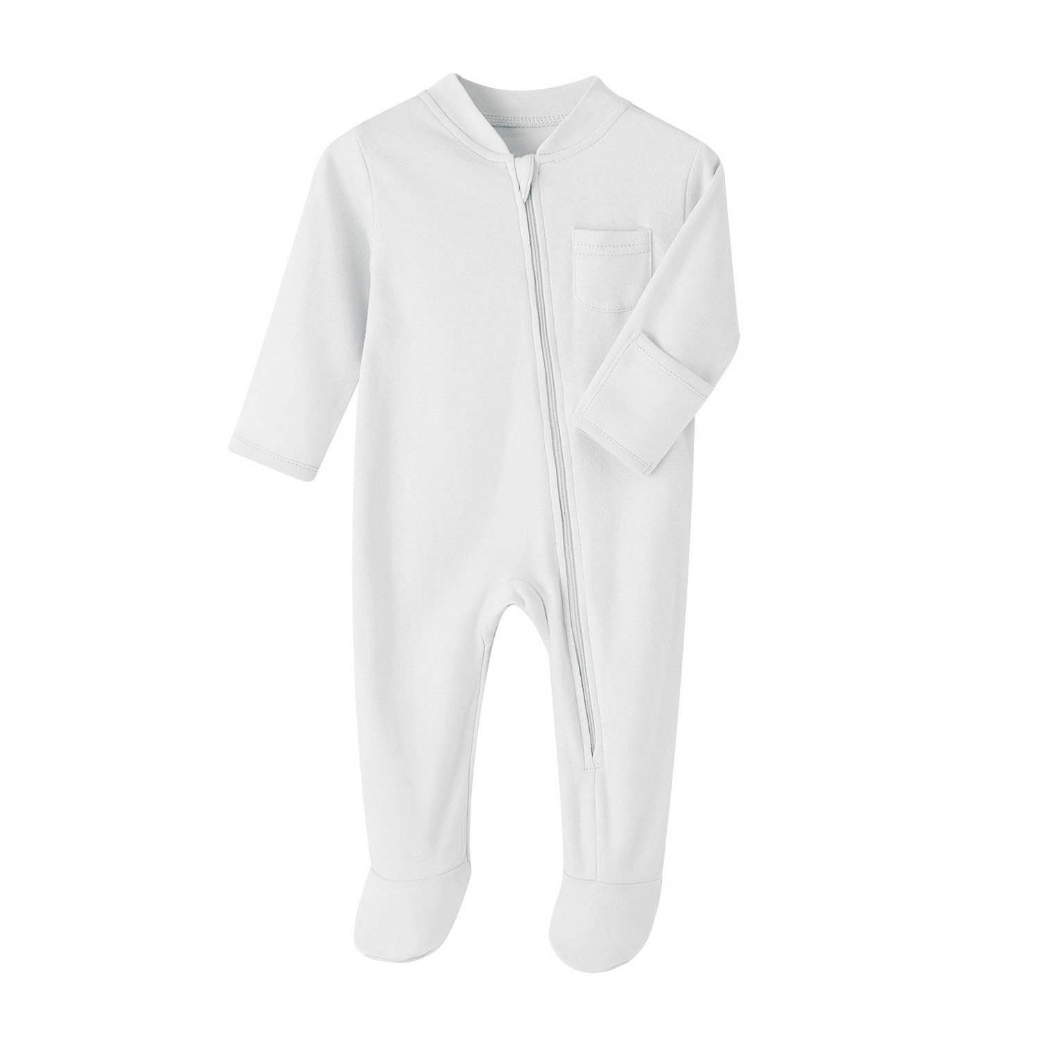 Customize Neutral Organic Cotton Baby Clothes Long Sleeve Baby Footie Pajamas Zipper Baby Rompers