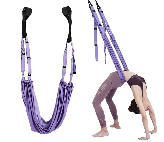 Custom Logo Waist Back Leg Stretch Strap Yoga Hammock Back Bend Split Inversion Strap For Yoga Exercise