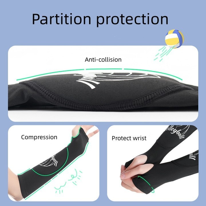 New Design Flexible Thumb Hole Padded Volleyball Sun Protective Sublimation Breathable Long Arm Sleeve