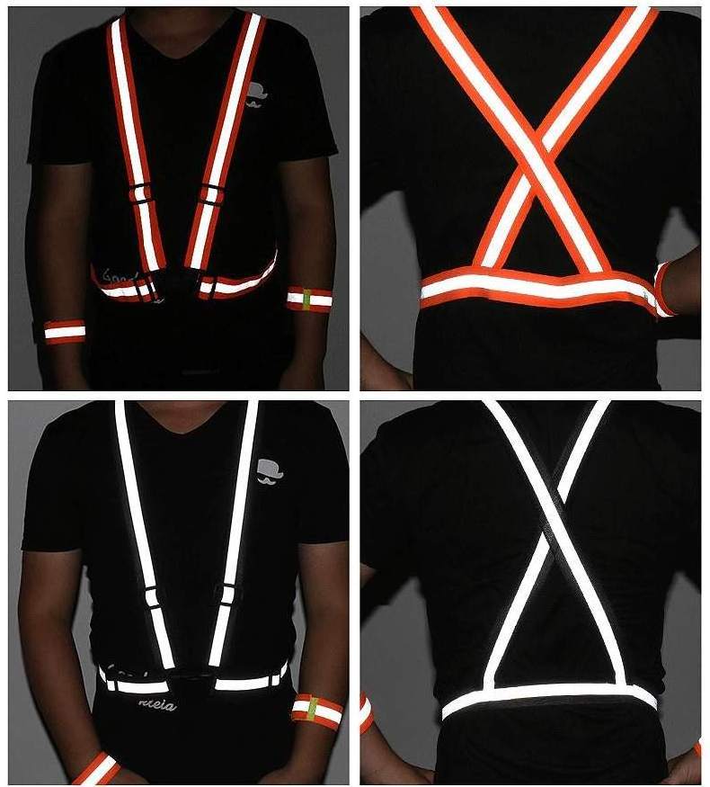 Wholesale Reflective Safety Clothing Vest Tape Dark Night Road Work Running Safety Guard Reflections Visible Belt Straps