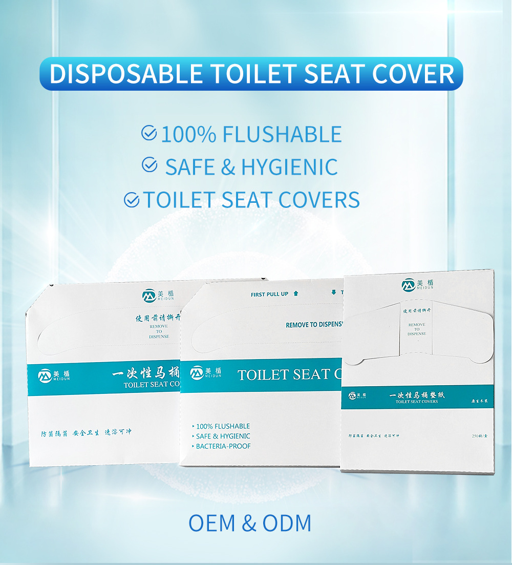 250 Count Half Fold Virgin Pulp 42*36cm Hotel Restaurant Household Flushable Disposable OEM Toilet Seat Paper Covers