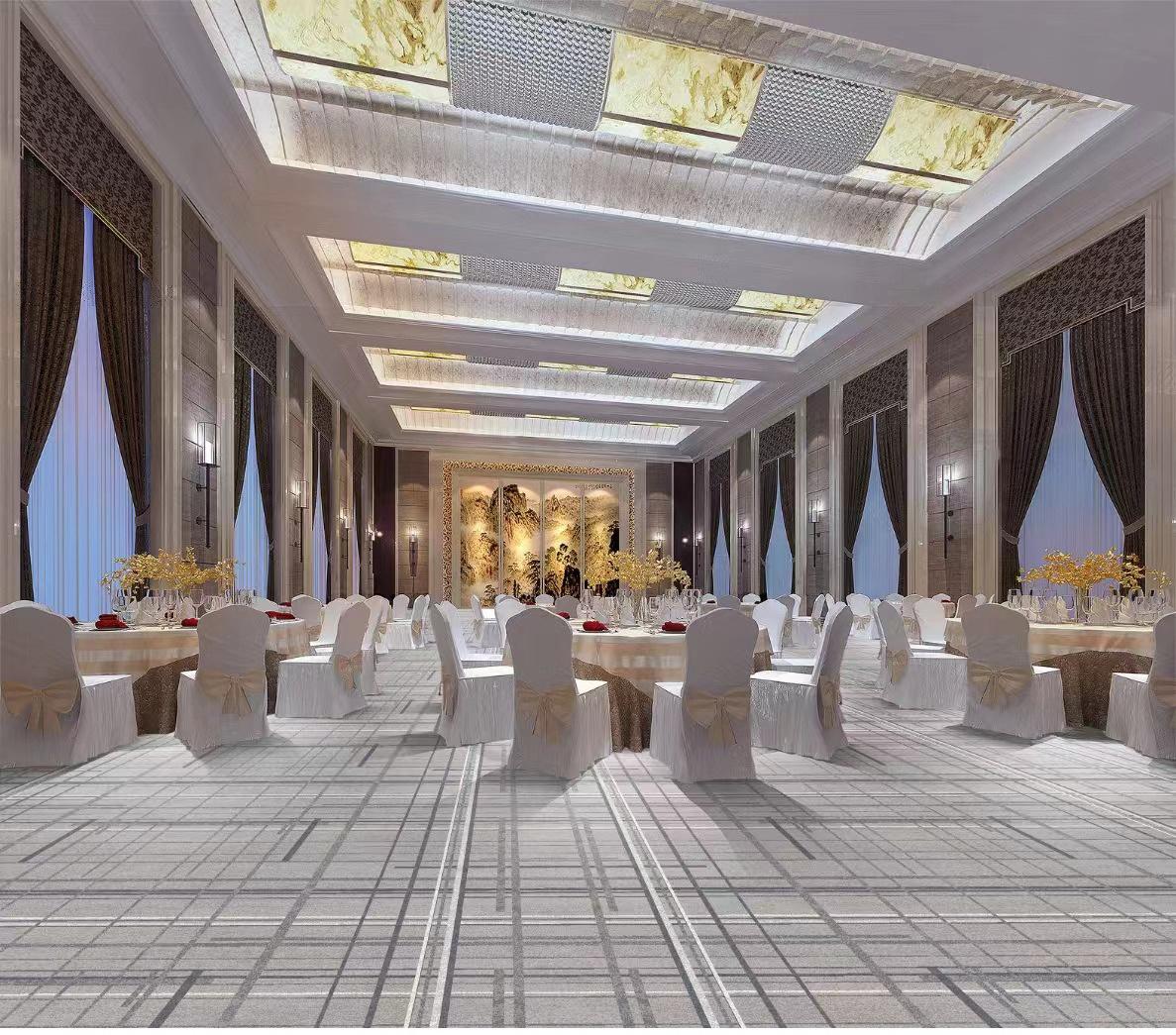 5 star hotel banquet hall carpet gray gold  dining room carpet for hotel corridor restaurant