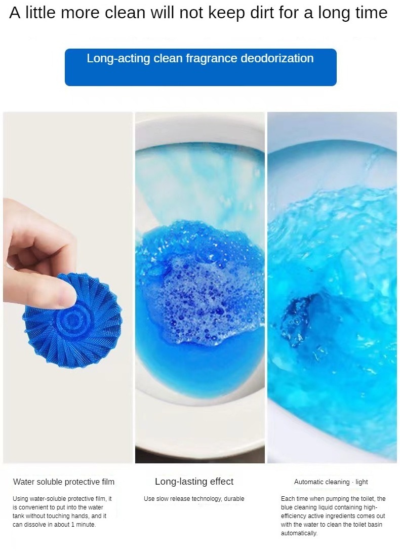 Blue Automatic toilet bowl cleaner tablets blue bubbles solid block toilet cleaning tablet