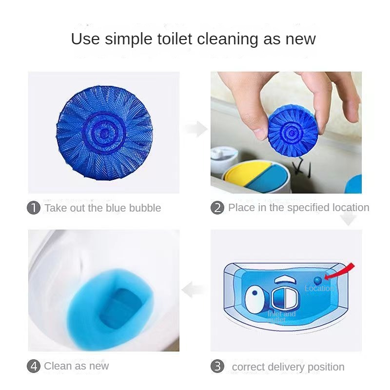 Blue Automatic toilet bowl cleaner tablets blue bubbles solid block toilet cleaning tablet