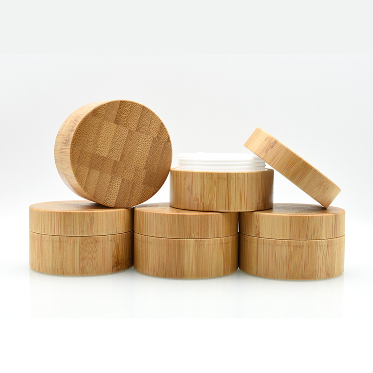 bamboo cosmetics containers and packaging 20ml 30ml 50ml 100ml 150ml 200ml wood container bamboo jar with PP plastic inner lid