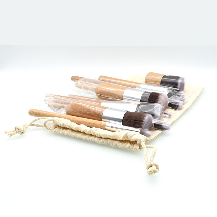 11pcs per Set professional Refillable Bamboo Makeup Foundation Brushes Bamboo Makeup Brush Set Bamboo Makeup Brush