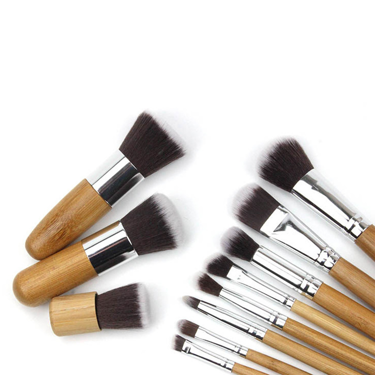 11pcs per Set professional Refillable Bamboo Makeup Foundation Brushes Bamboo Makeup Brush Set Bamboo Makeup Brush