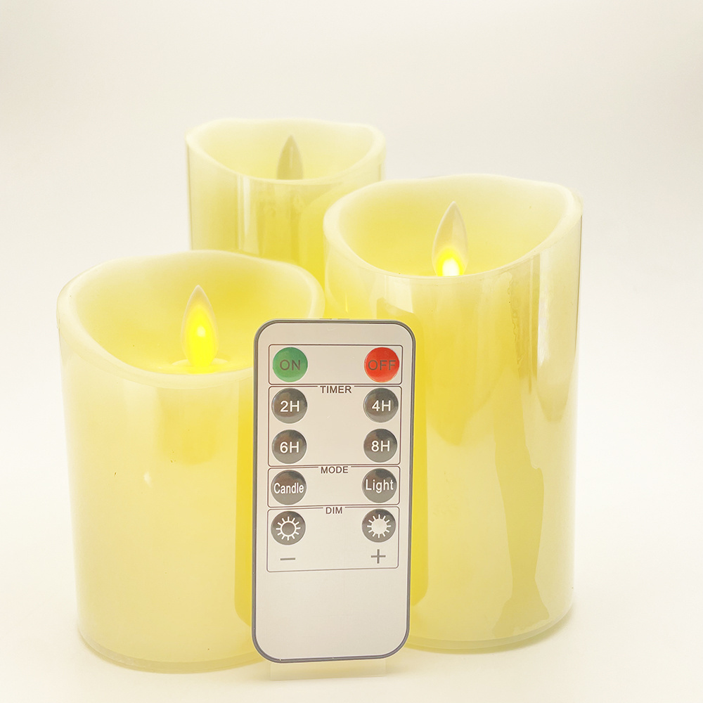 Wholesale Battery Operated Flameless Candles Flickering Light LED Pillar Candles with Remote Timer