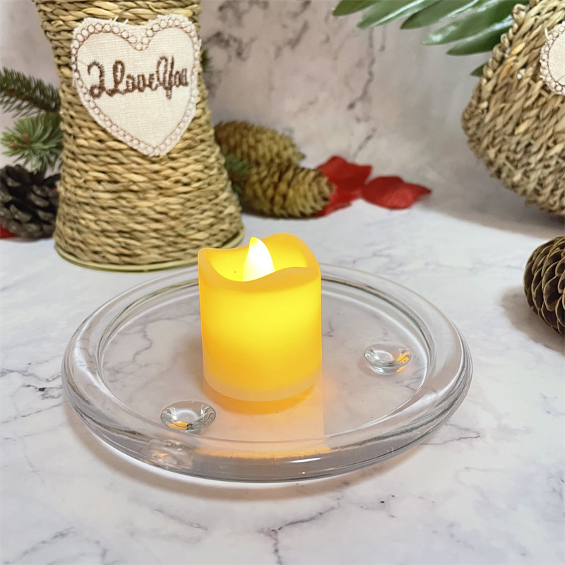 New Product 10cm Wedding decor Transparent Pillar Candle Plate Round Glass Candle Holder Plate for Sale