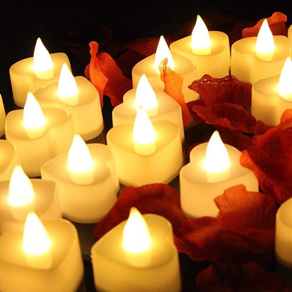 Hot sale little heart shape plastic candle wedding decoration flameless battery LED candles