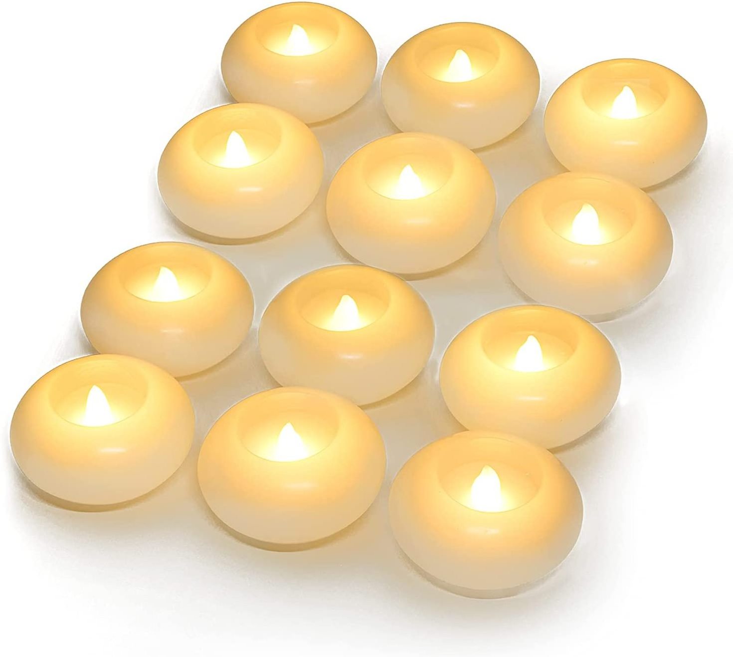 Water Activated 3 inch Flicker LED Floating Wax Candles Flameless Batteries Tea Lights