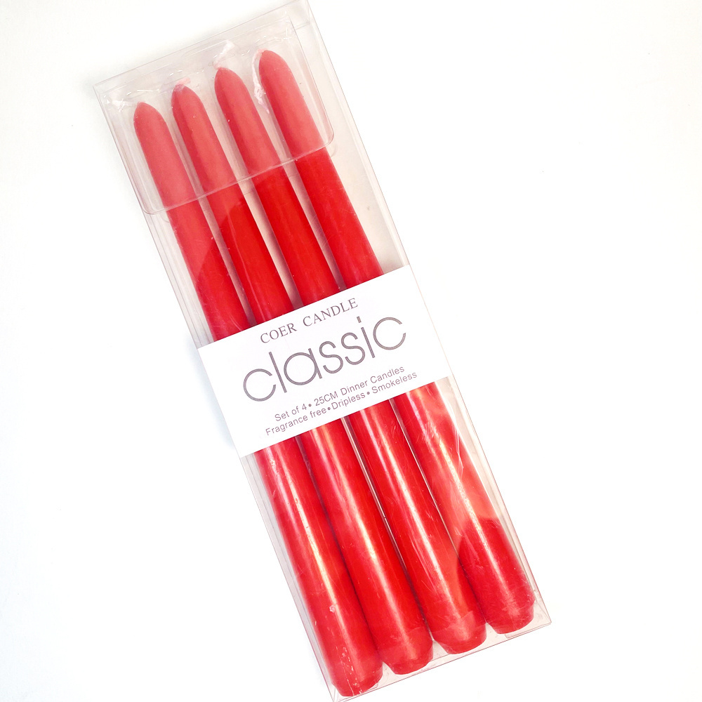 Wholesale White/Red/Black Taper Stick Candle Unscented Dinner Candles