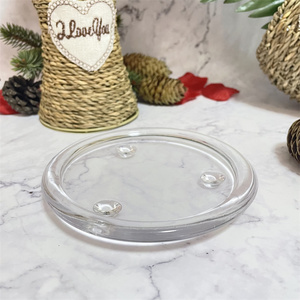 New Product 10cm Wedding decor Transparent Pillar Candle Plate Round Glass Candle Holder Plate for Sale