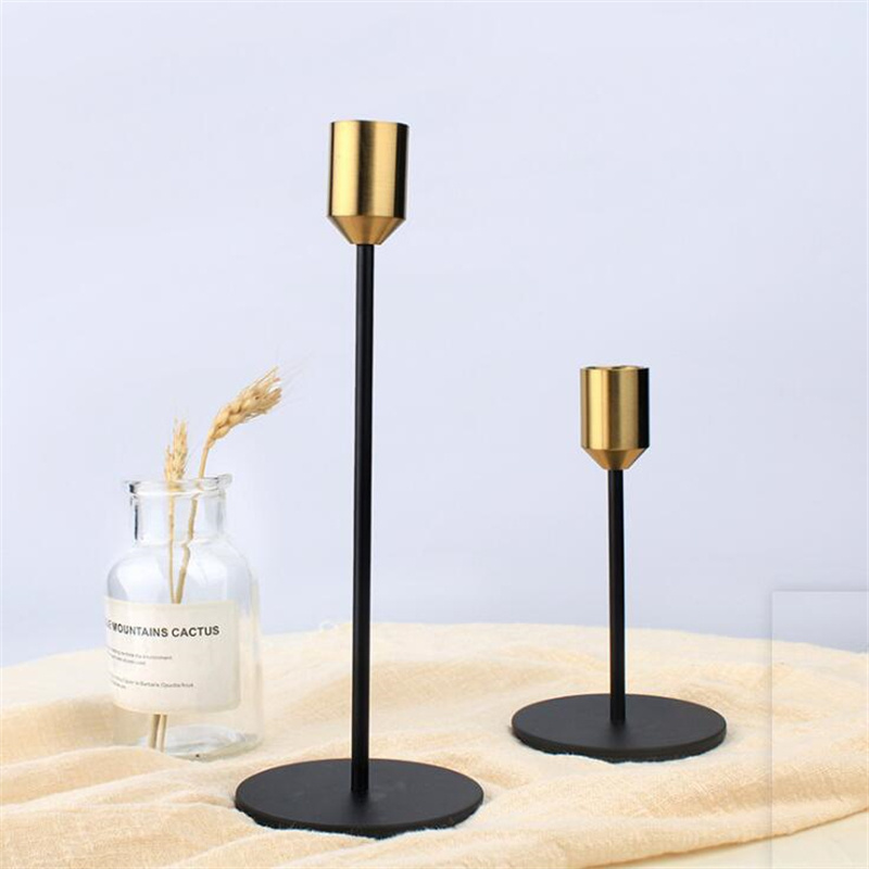 Factory set Wedding Centerpiece black gold candlestick cone candle/candel holders metal candlestick