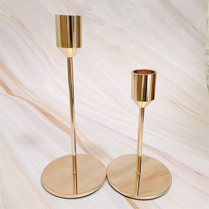 New Design Wedding Candlestick Stand 14cm 20cm Metal Gold Candle Holder Set for Wedding