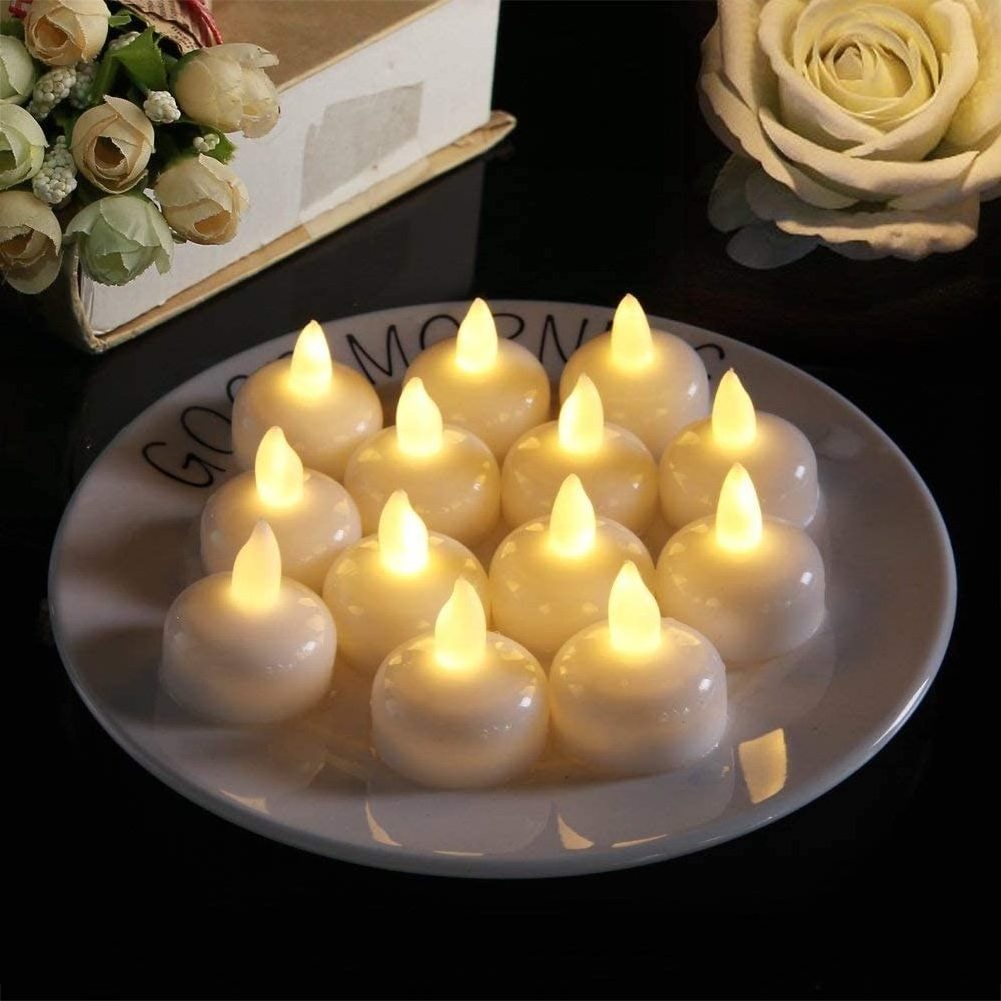 Floating led candles Yellow Flicker flameless Waterproof  candle for Centerpieces Wedding Party