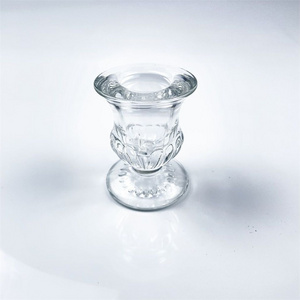 Wholesale Modern Crystal Glass Candle Holder Small Taper Candle Holder