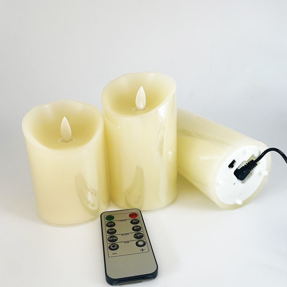 Wholesale Battery Operated Flameless Candles Flickering Light LED Pillar Candles with Remote Timer