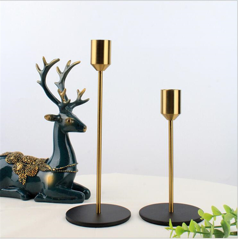 Factory set Wedding Centerpiece black gold candlestick cone candle/candel holders metal candlestick