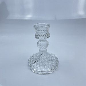 Bulk Price Windowsill Decor 4" H Clear Crystal Glass Candlestick Holders Taper Candle Holders Bulk