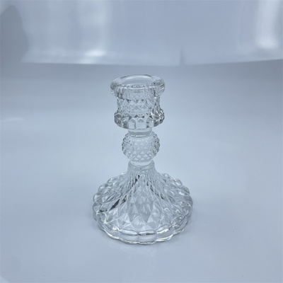 Bulk Price Windowsill Decor 4" H Clear Crystal Glass Candlestick Holders Taper Candle Holders Bulk