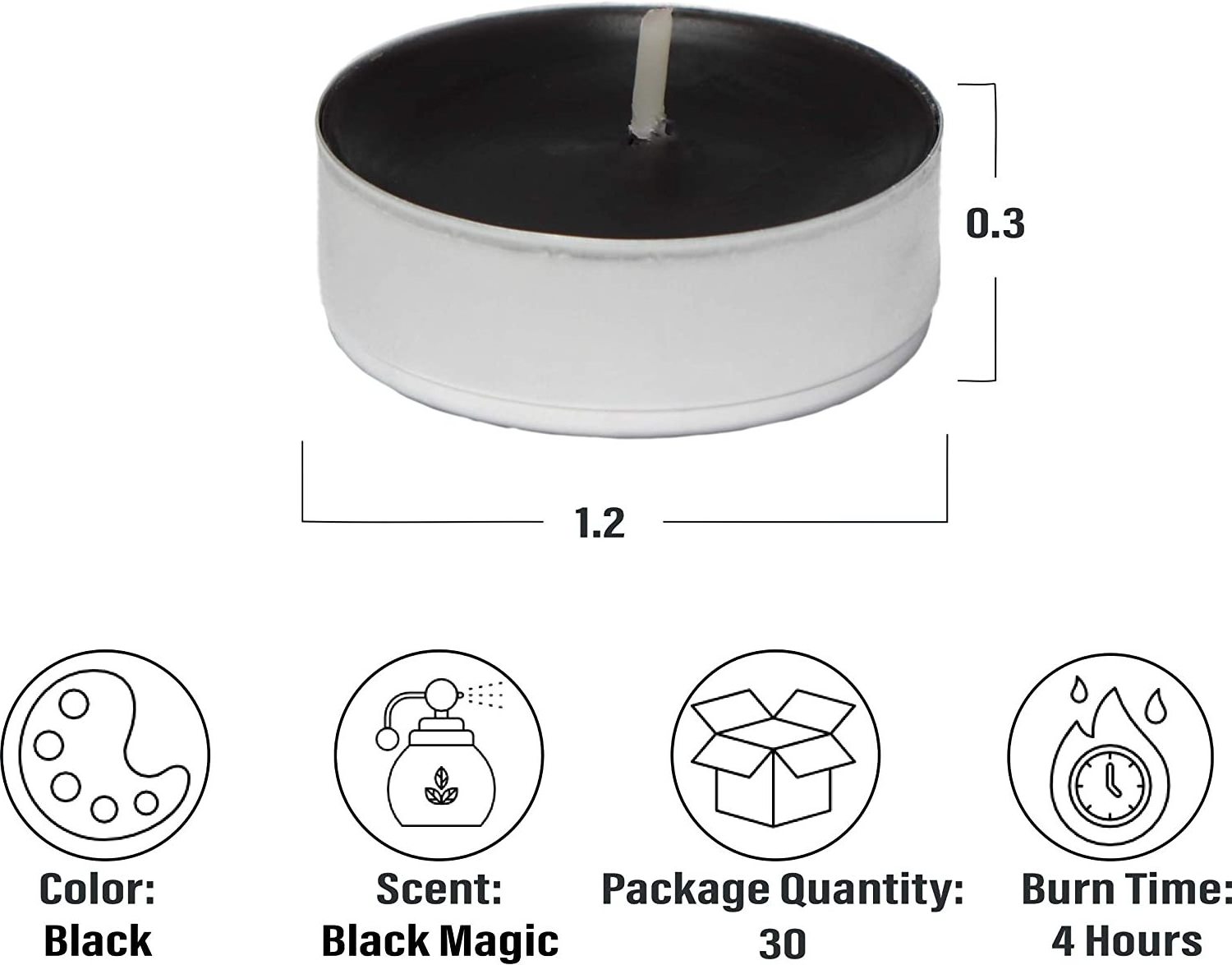 4 Hours Burn Time Aromatherapy Candles Black Unscented Tealight Candles