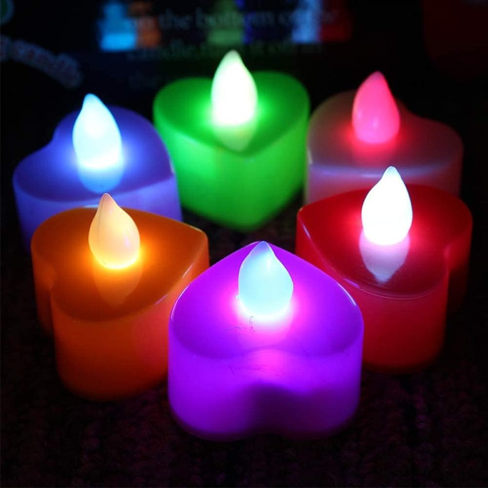 Hot sale little heart shape plastic candle wedding decoration flameless battery LED candles