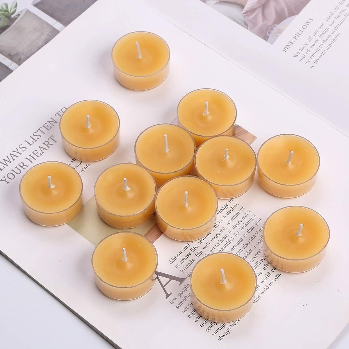 Home Decoration Natural Scent 100% Pure Beeswax Tealight Candles in Clear Cup