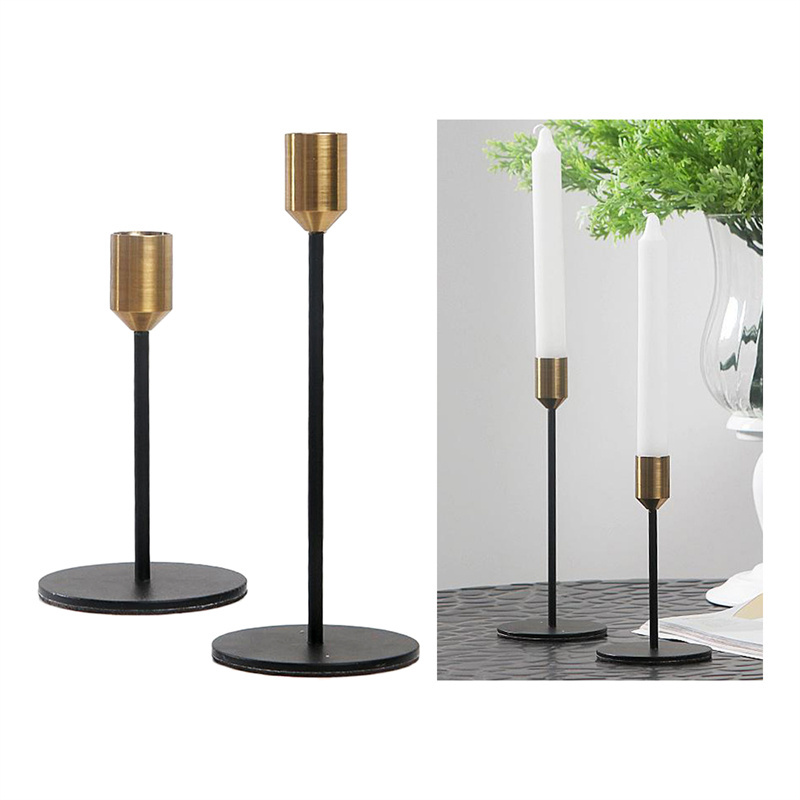 Factory set Wedding Centerpiece black gold candlestick cone candle/candel holders metal candlestick