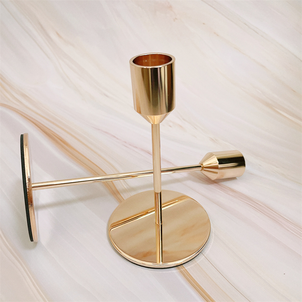 New Design Wedding Candlestick Stand 14cm 20cm Metal Gold Candle Holder Set for Wedding