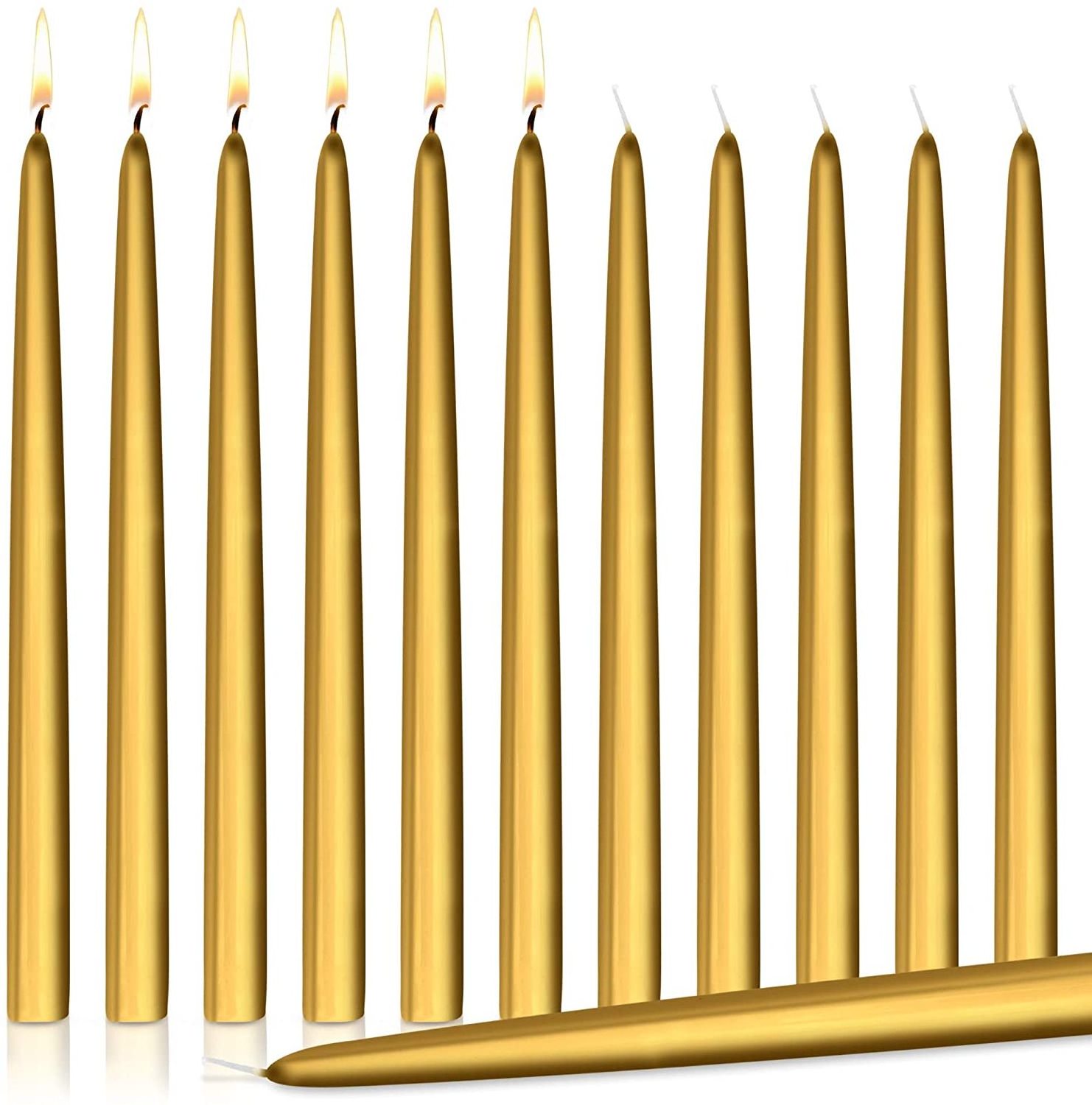 Dinner Gold Hot Sale 10 Inch Customized Logo Stick Candle in Box of 12  Unscented Drippless Taper Candles Stick Candle