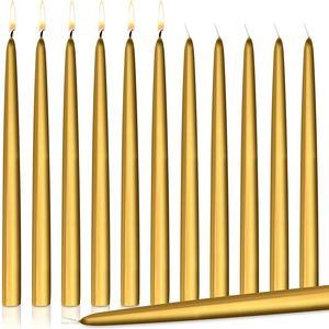 Dinner Gold Hot Sale 10 Inch Customized Logo Stick Candle in Box of 12  Unscented Drippless Taper Candles Stick Candle