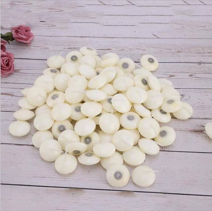 Pure Paraffin Wax 1.5 inch Ivory White Smokeless Unscented Floating Candles for Wedding Centerpieces