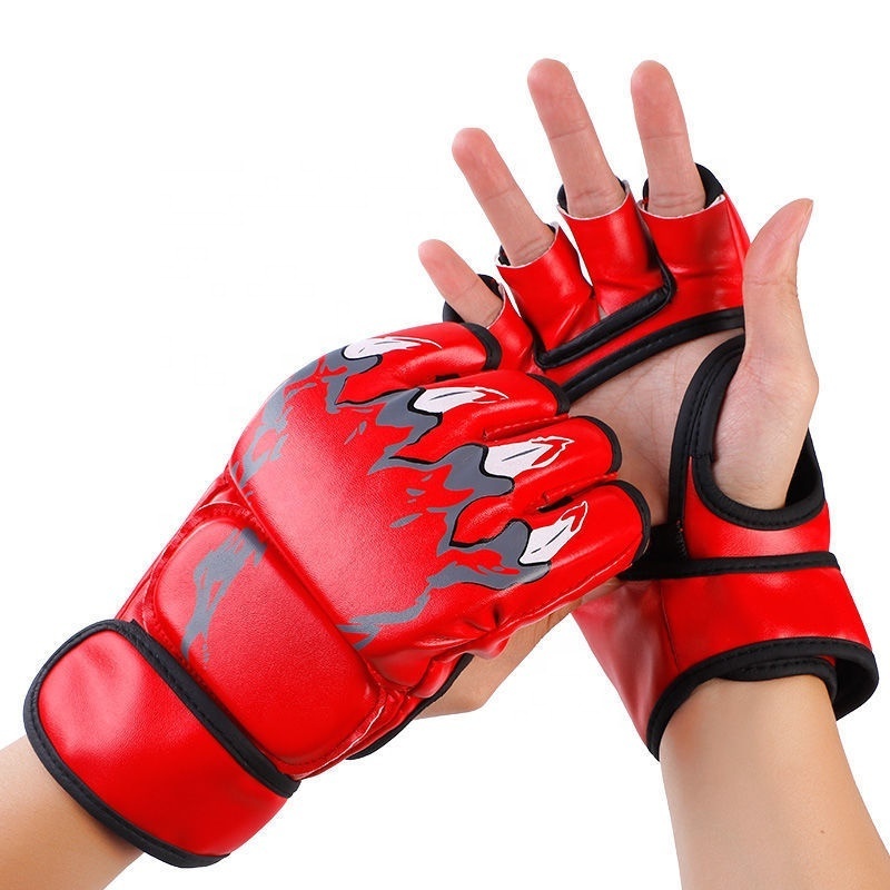 China factory OEM short finger Martial arts Sparring  Sanda boxing MMA gloves boxing gloves for adults