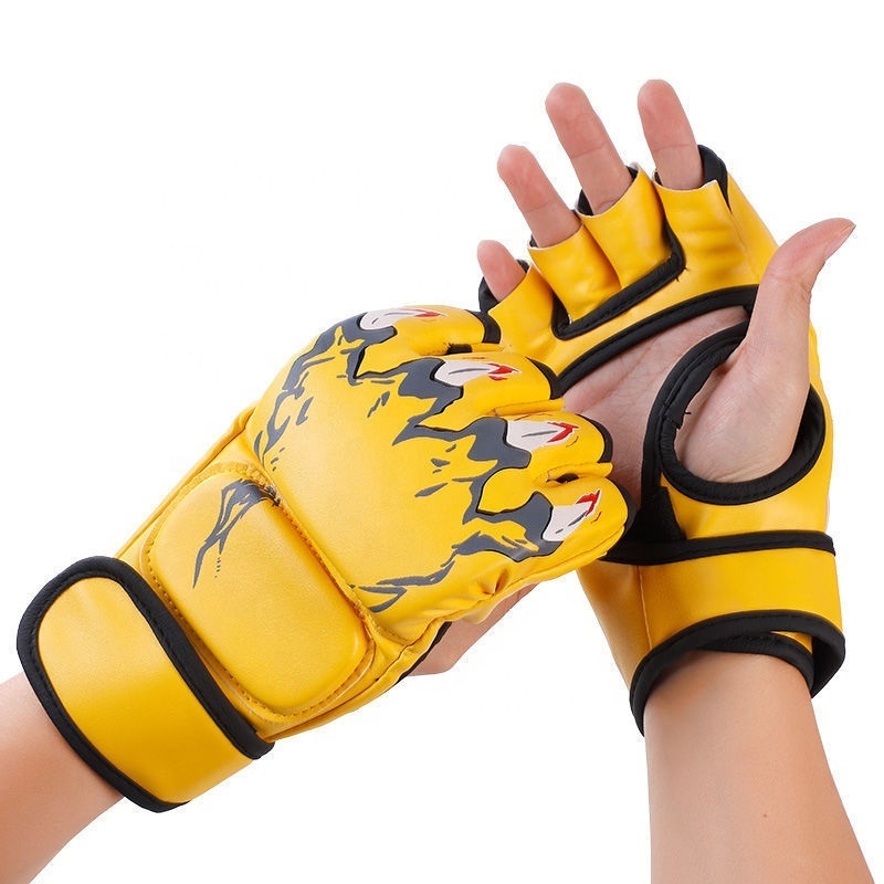 China factory OEM short finger Martial arts Sparring  Sanda boxing MMA gloves boxing gloves for adults