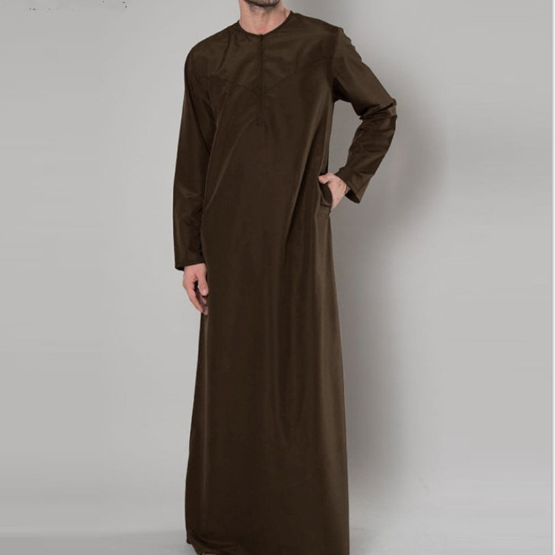 2023 New Design Islamic Moroccan Muslim Kandura Thobes For Men Solid Color Jubba Arabic Saudi Thobe Wholesale