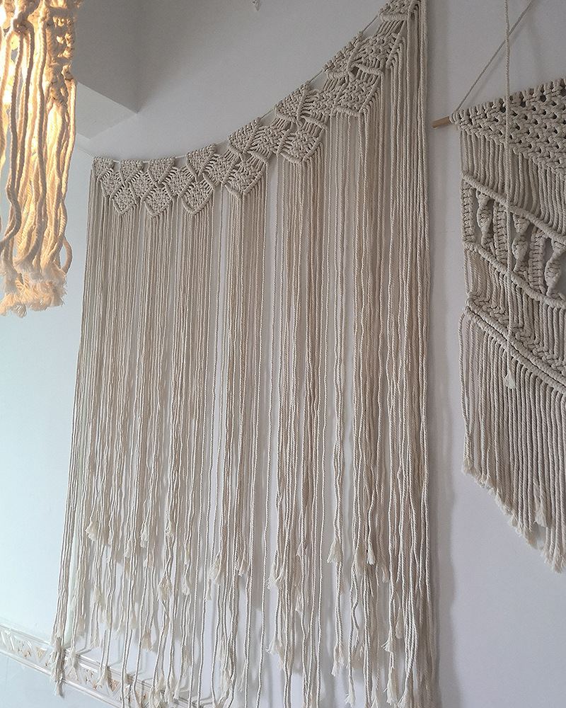 Large Woven Boho Wall Hanging Cotton Handmade Macrame Backdrop Wall Decor for Wedding Living Room Bedroom