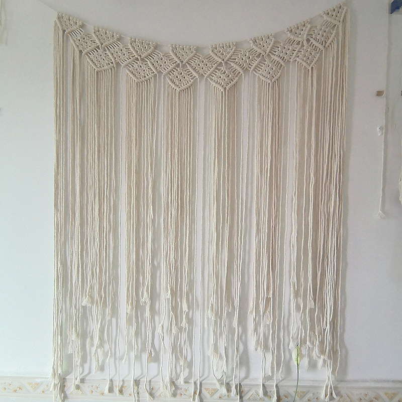 Large Woven Boho Wall Hanging Cotton Handmade Macrame Backdrop Wall Decor for Wedding Living Room Bedroom