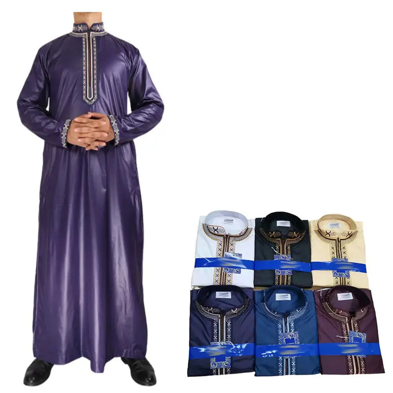 2023 men saudi style thobe in stocks solid color islam highest quality arabia thobe dubai wholesale market