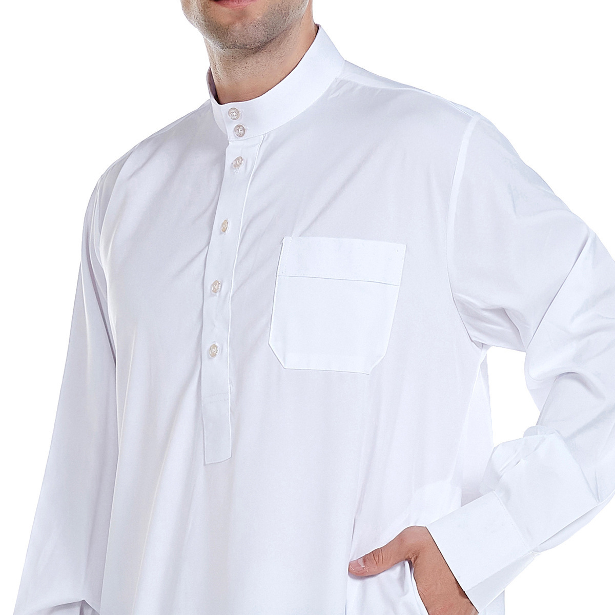 Classic White Color Saudi Arab Plain Men Thobe Long Dress Muslim Islamic Clothing Cheap Saudi Men Thobe Wholesale