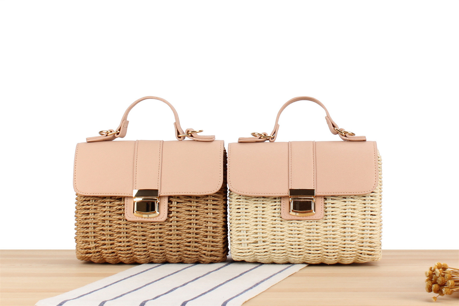 2024 wholesale Woven Wicker Clutch summer beach Crossbody Handbags fashion handbag straw bag for women