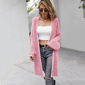 Women Open Front Warm Long Sleeve Mohair Sweater Outwear Coat Fuzzy Knitted Cardigan